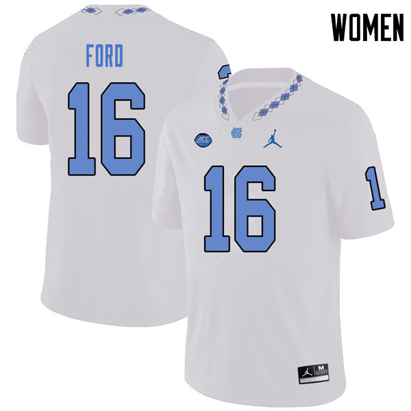 Jordan Brand Women #16 D.J. Ford North Carolina Tar Heels College Football Jerseys Sale-White